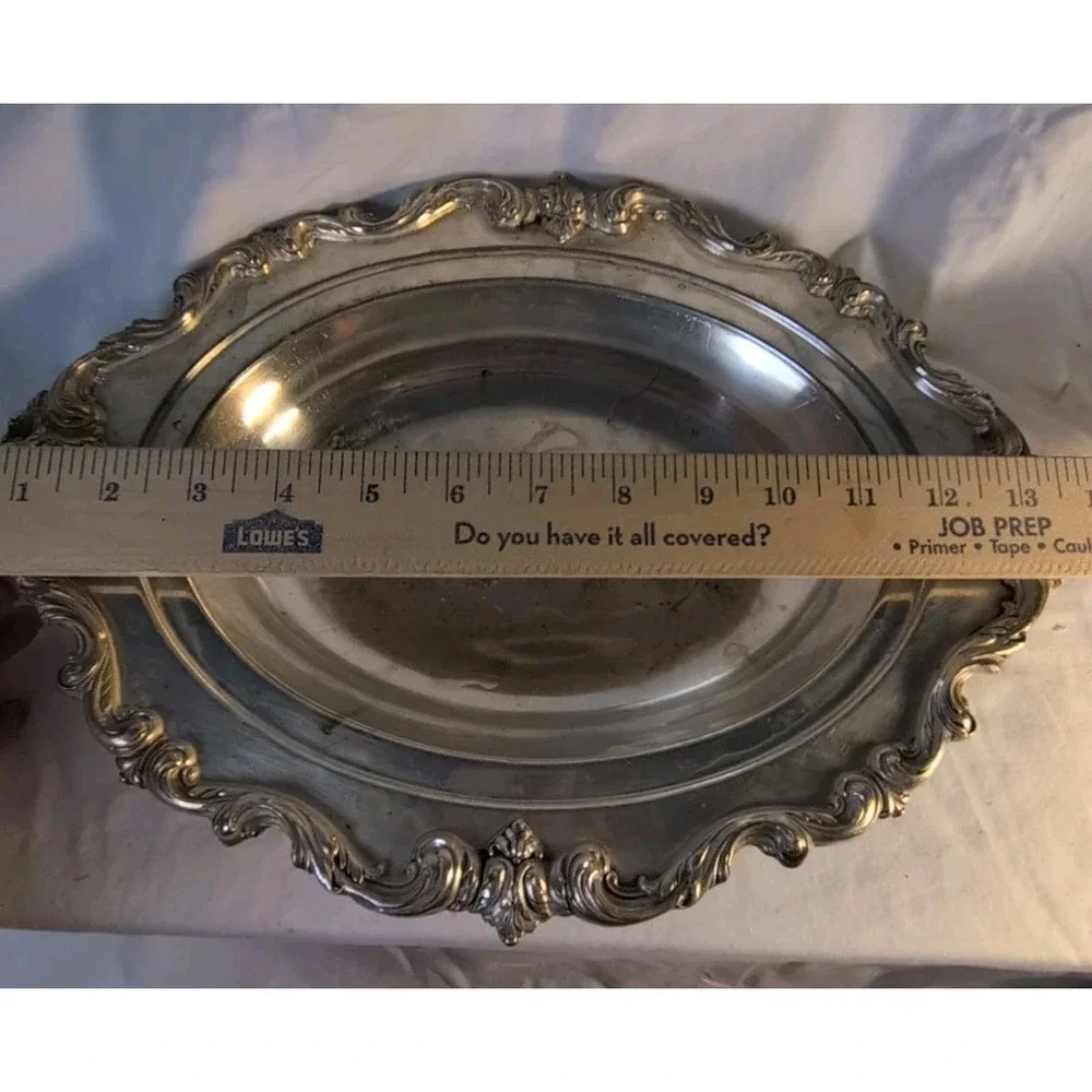 Vintage EGW&S Silverplate Serving Tray Ornate Scroll Edge 13